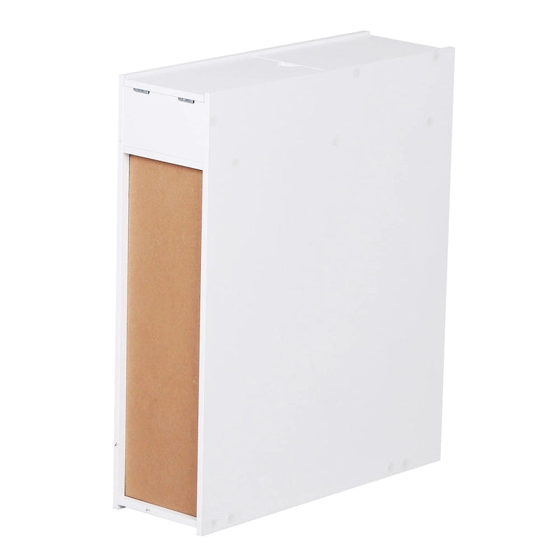 Meuble de rangement de salle de bain étroit blanc avec tiroirs coulissants et porte-papier toilette – 17,1 cm L x 58,4 cm H