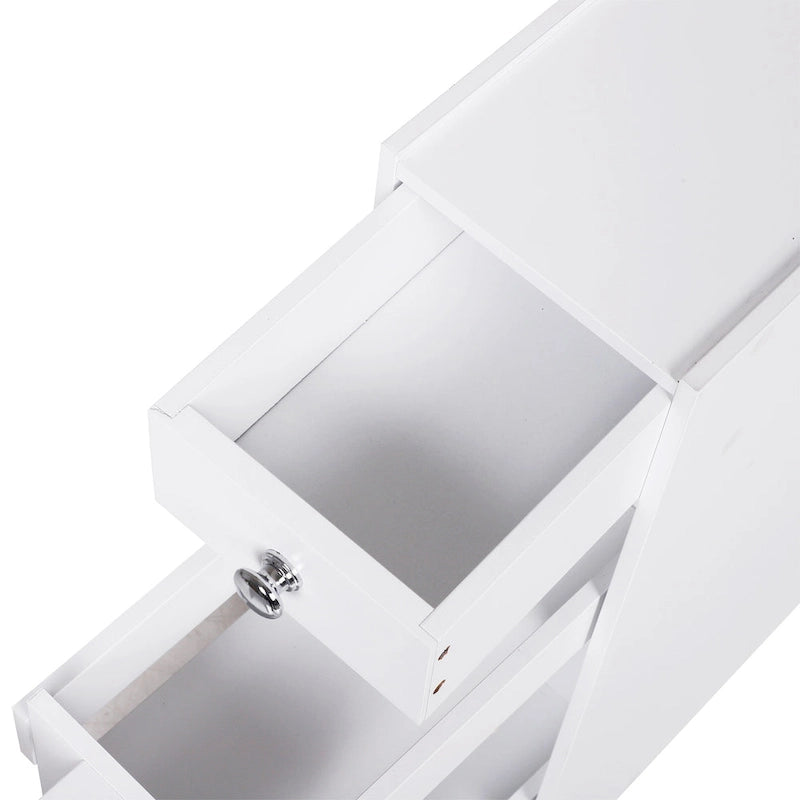 Meuble de rangement de salle de bain étroit blanc avec tiroirs coulissants et porte-papier toilette – 17,1 cm L x 58,4 cm H