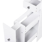 Meuble de rangement de salle de bain étroit blanc avec tiroirs coulissants et porte-papier toilette – 17,1 cm L x 58,4 cm H