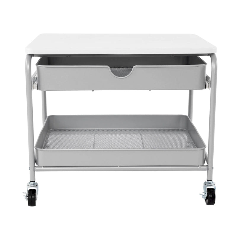Chariot de rangement et d'imprimante sous bureau avec paniers coulissants – Cadre en acier, 4 roulettes, capacité de 22,7 kg