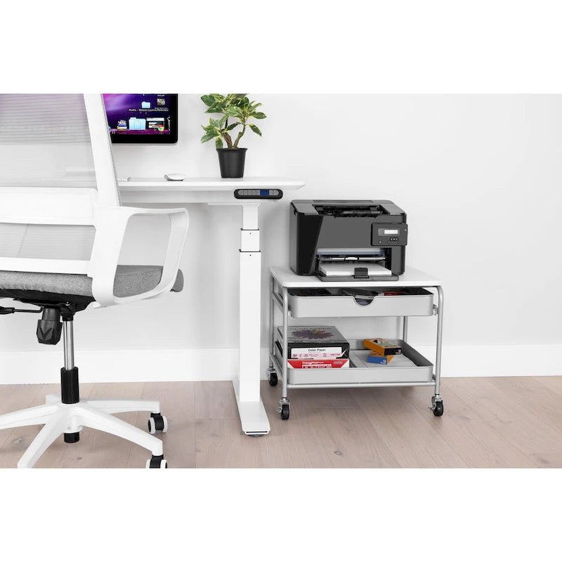 Chariot de rangement et d'imprimante sous bureau avec paniers coulissants – Cadre en acier, 4 roulettes, capacité de 22,7 kg