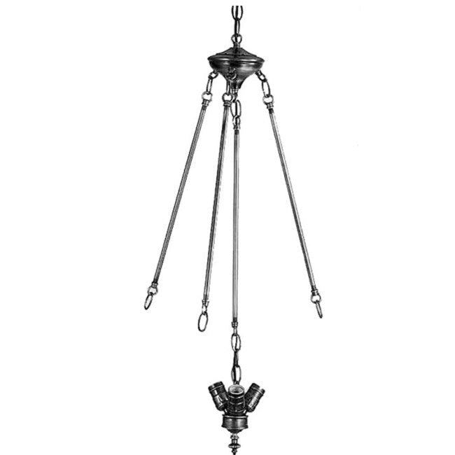 Suspension de plafond à 3 lumières inversées et 3 tiges de 68,5 cm de hauteur – Luminaire de plafond en vitrail style Tiffany
