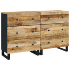 Industrial Solid Mango Wood Sideboard with Drawers – 23.6W x 13D x 29.5H, Black Frame