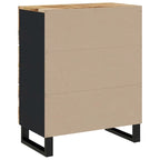 Industrial Solid Mango Wood Sideboard with Drawers – 23.6W x 13D x 29.5H, Black Frame