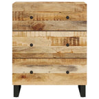 Industrial Solid Mango Wood Sideboard with Drawers – 23.6W x 13D x 29.5H, Black Frame