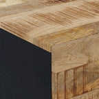 Industrial Solid Mango Wood Sideboard with Drawers – 23.6W x 13D x 29.5H, Black Frame
