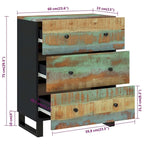 Industrial Solid Mango Wood Sideboard with Drawers – 23.6W x 13D x 29.5H, Black Frame