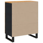Industrial Solid Mango Wood Sideboard with Drawers – 23.6W x 13D x 29.5H, Black Frame