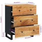 Industrial Solid Mango Wood Sideboard with Drawers – 23.6W x 13D x 29.5H, Black Frame