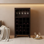 Meuble à vin expresso avec porte-verres – Peut contenir de 20 à 24 bouteilles, bois massif et composite, modulable