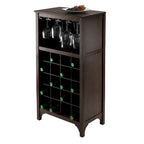 Meuble à vin expresso avec porte-verres – Peut contenir de 20 à 24 bouteilles, bois massif et composite, modulable