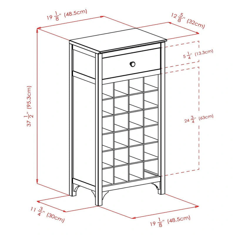 Meuble à vin expresso avec porte-verres – Peut contenir de 20 à 24 bouteilles, bois massif et composite, modulable