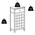 Meuble à vin expresso avec porte-verres – Peut contenir de 20 à 24 bouteilles, bois massif et composite, modulable