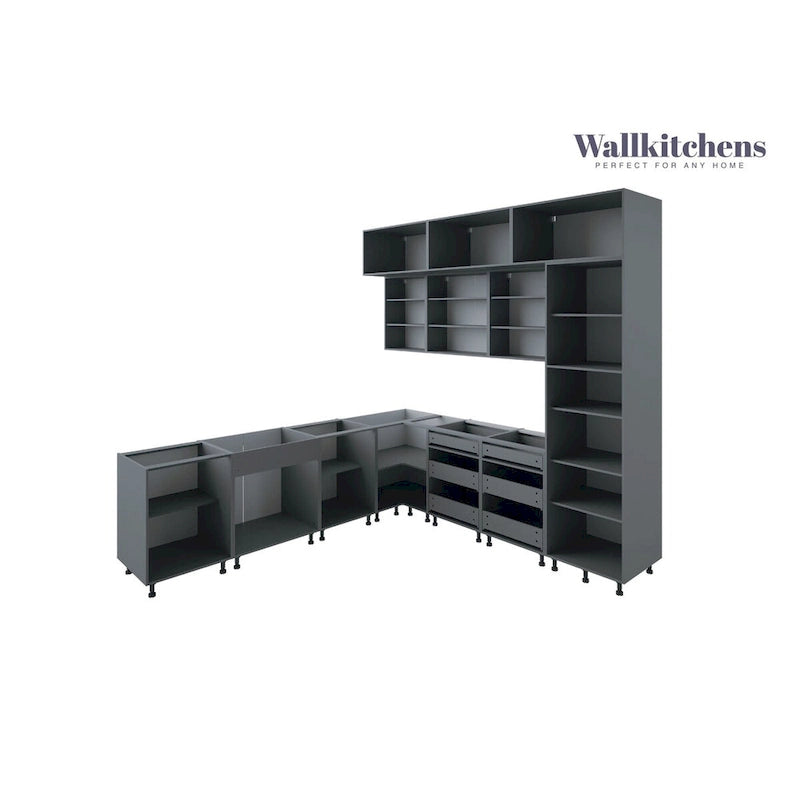 Ensemble de Meubles de Cuisine Modernes de 2,75 m – Teck Naturel et Noir, Fermeture Douce, Panneaux de Particules E1, 108x24"