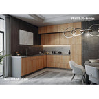 Ensemble de Meubles de Cuisine Modernes de 2,75 m – Teck Naturel et Noir, Fermeture Douce, Panneaux de Particules E1, 108x24"