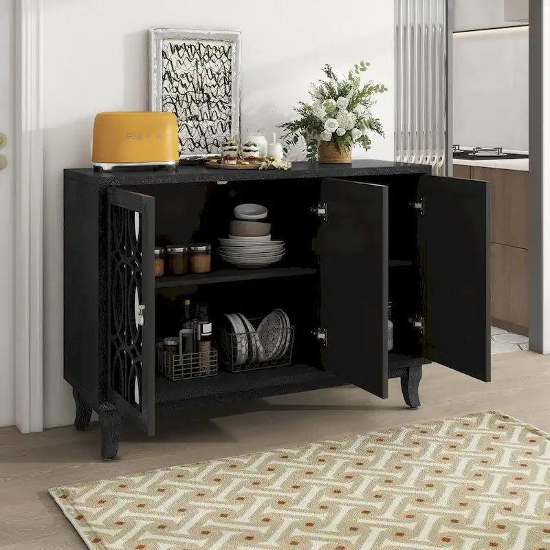 Buffet avec portes vitrées, Buffet 3 portes avec miroir