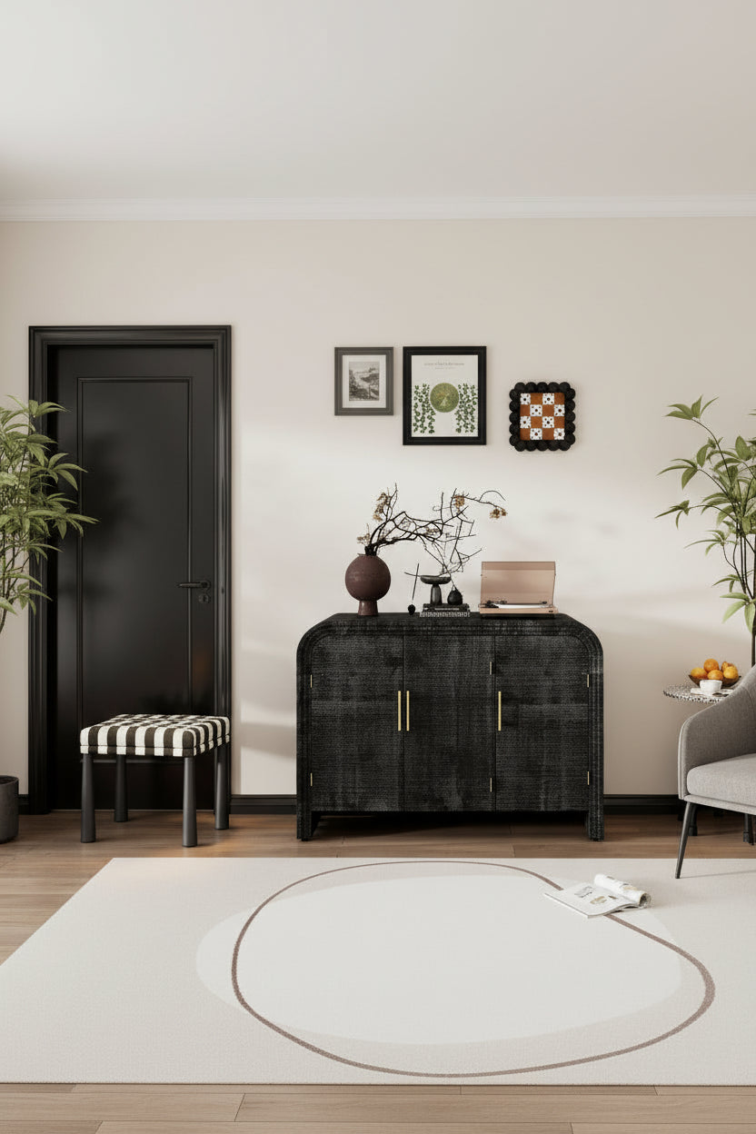 47.2W Sideboard with Gold Handles and Adjustable Dividers - N/A