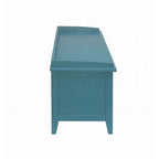 Banc rectangulaire en bois avec panier de rangement, bleu