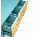 Banc rectangulaire en bois avec panier de rangement, bleu