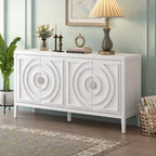 Enfilade rétro avec motif à rainures circulaires Poignée de porte ronde en métal