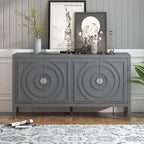 Enfilade rétro avec motif à rainures circulaires Poignée de porte ronde en métal