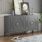 Enfilade rétro avec motif à rainures circulaires Poignée de porte ronde en métal