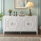 Enfilade rétro avec motif à rainures circulaires Poignée de porte ronde en métal