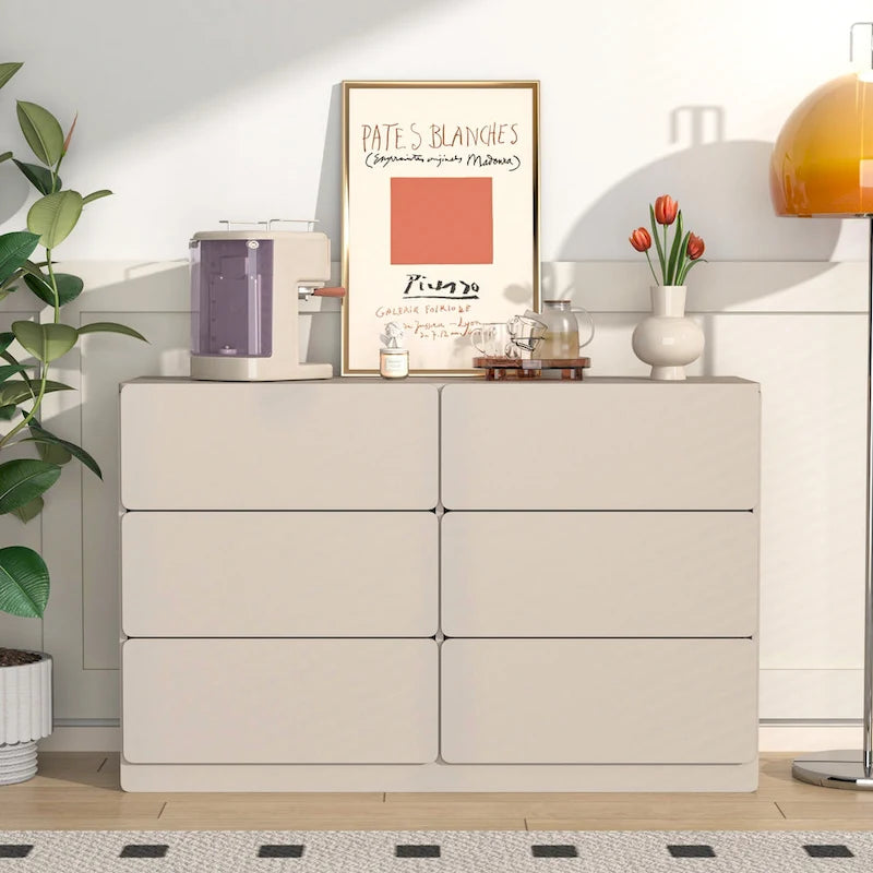 Bahut de bar à 6 tiroirs – Surface résistante aux rayures, 120 cm (L) x 77 cm (H), capacité de 50 kg
