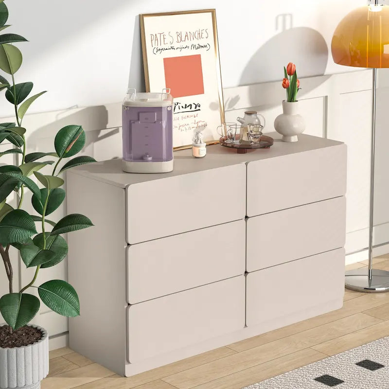 Bahut de bar à 6 tiroirs – Surface résistante aux rayures, 120 cm (L) x 77 cm (H), capacité de 50 kg
