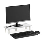 Support rehausseur d'écran – Bois composite conforme à la norme CARB et tubes en acier, blanc, assemblage sans outil