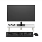 Support rehausseur d'écran – Bois composite conforme à la norme CARB et tubes en acier, blanc, assemblage sans outil