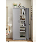 Armoire de rangement en acier verrouillable de 180 cm avec 2 portes et 4 étagères réglables – Robuste, polyvalente
