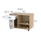 Office Console Table with Drawer & Open Shelves – Sand Oak Melamine, 31.5W
