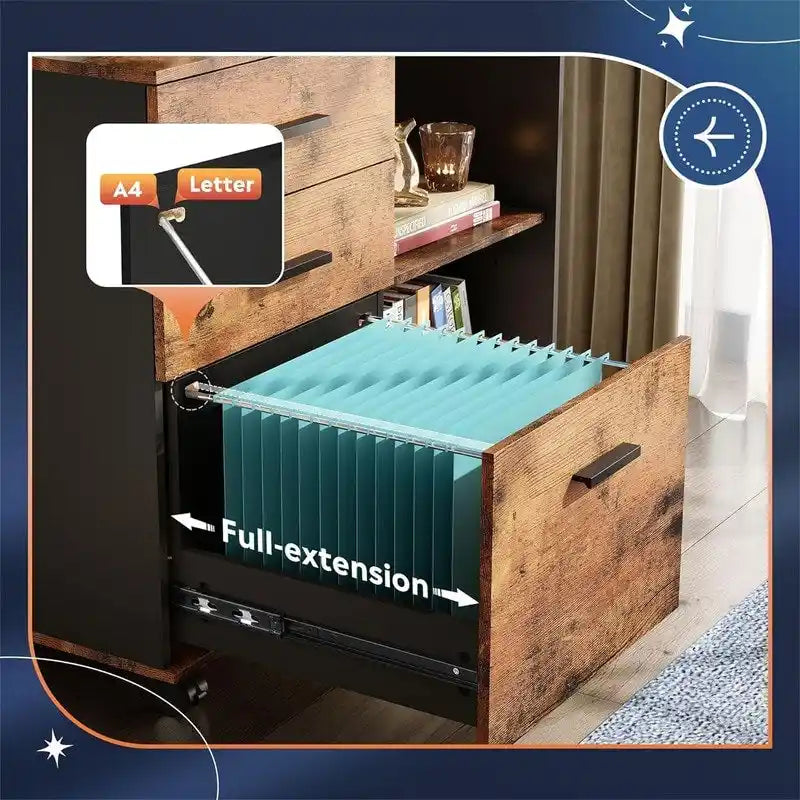 Meuble de classement en bois à 3 tiroirs - 15.7P x 31.3L x 24.7H