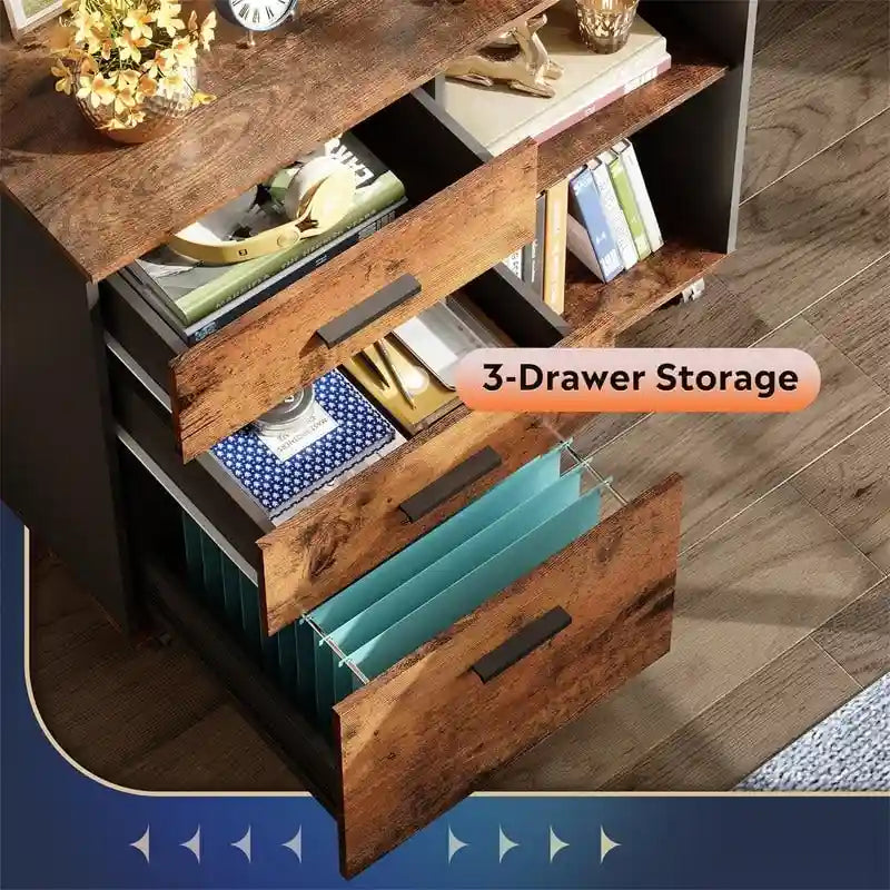 Meuble de classement en bois à 3 tiroirs - 15.7P x 31.3L x 24.7H