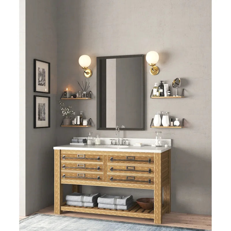 Ensemble d'étagères murales flottantes rustiques – 43 cm de long, en bois de paulownia brûlé naturel, capacité de 18 kg chacune