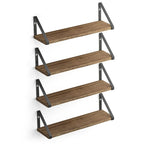 Ensemble d'étagères murales flottantes rustiques – 43 cm de long, en bois de paulownia brûlé naturel, capacité de 18 kg chacune