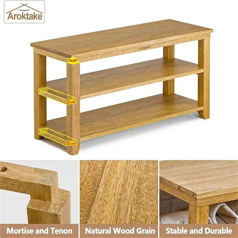 Banc à 2 niveaux en bois robuste - 11.81P x 31.5L x 16.54H