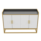 Modern Buffet Storage Cabinet Cupboard Gloss with Metal Legs for living room Kitchen (BLACK)