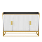 Modern Buffet Storage Cabinet Cupboard Gloss with Metal Legs for living room Kitchen (BLACK)