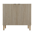 Black & Light Brown 2-Door Storage Cabinet – Adjustable Shelf, Euro Hinges, Cylindrical Legs