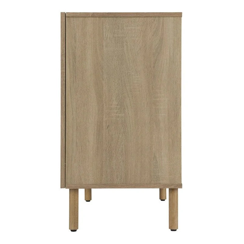 Black & Light Brown 2-Door Storage Cabinet – Adjustable Shelf, Euro Hinges, Cylindrical Legs