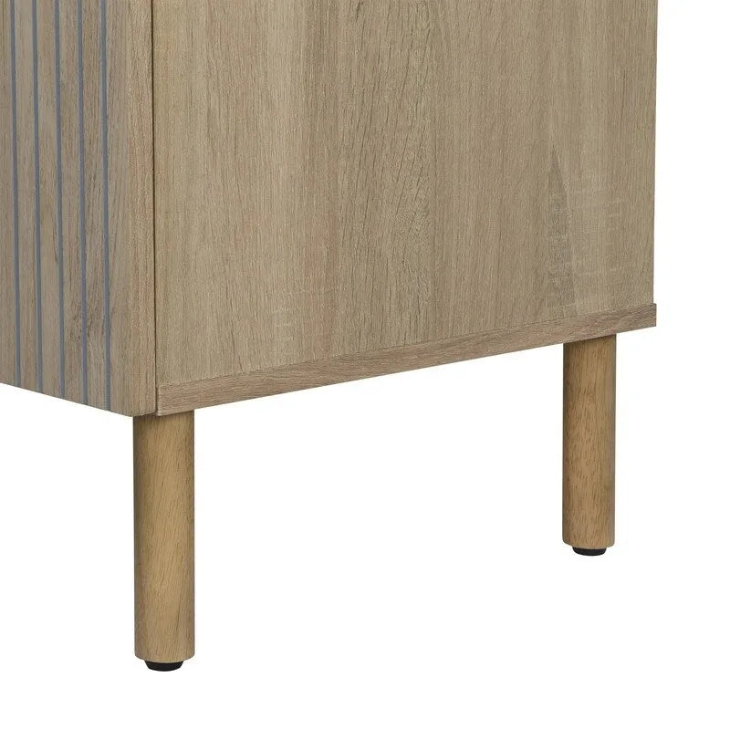 Black & Light Brown 2-Door Storage Cabinet – Adjustable Shelf, Euro Hinges, Cylindrical Legs