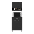 Pantry Piacenza,Two Double Door Cabinet, Black Wengue Finish,High quality and durable