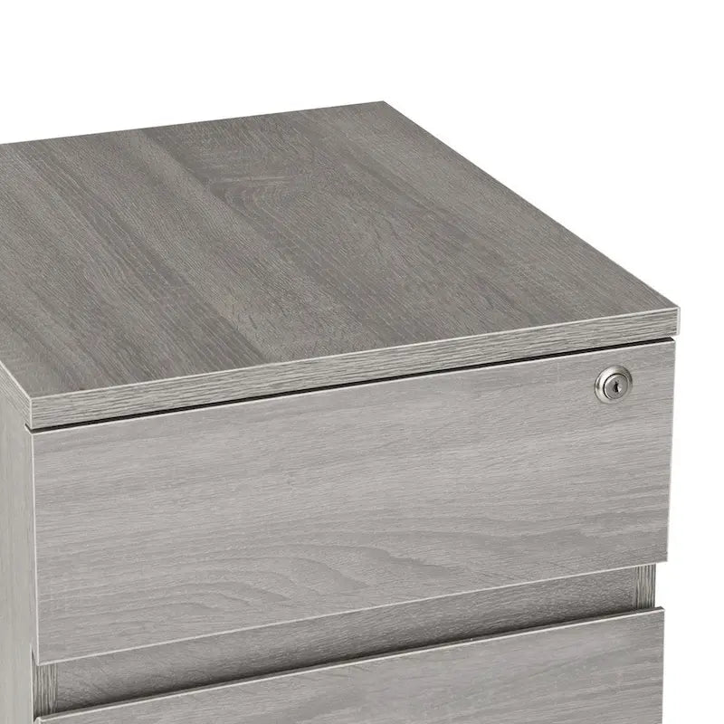 Classeur mobile à 2 tiroirs avec serrure – MDF gris veiné, 22,75H x 15,75W, Rangement de bureau