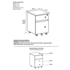 Classeur mobile à 2 tiroirs avec serrure – MDF gris veiné, 22,75H x 15,75W, Rangement de bureau