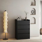 Commode Moderne en Bois à 4 Tiroirs – Panneau de Particules E1, Kit Anti-Basculement, 65 cm (L) x 97.5 cm (H)
