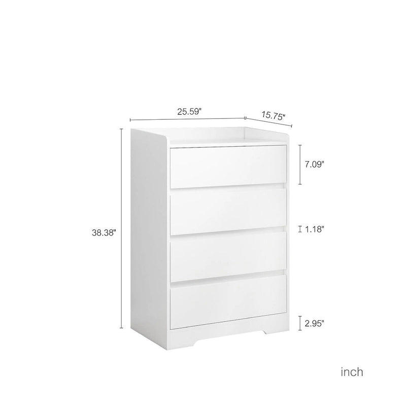 Commode Moderne en Bois à 4 Tiroirs – Panneau de Particules E1, Kit Anti-Basculement, 65 cm (L) x 97.5 cm (H)