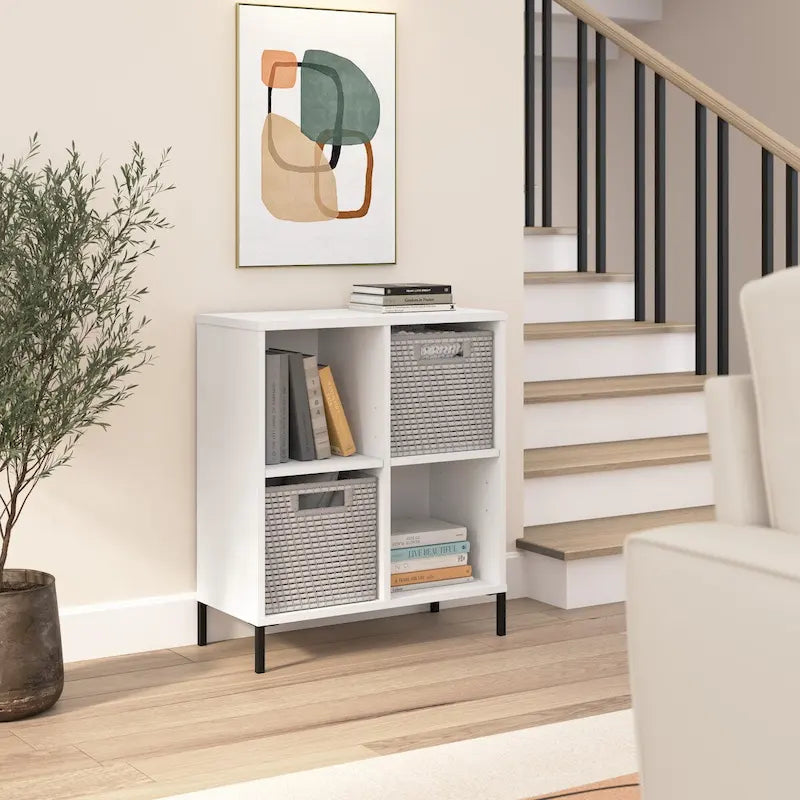 Étagère à 4 compartiments avec étagères réglables et pieds en acier – Rangement pour bureau à domicile, certifiée BIFMA