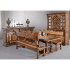Grand buffet en bois massif – 97,5 L x 48 H, style espagnol peint à la main, Acajou